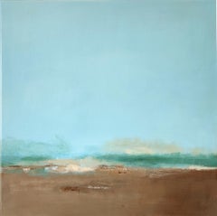"The Morning", Turquoise Sky Rust Earth Abstract Landscape Acrylic Painting