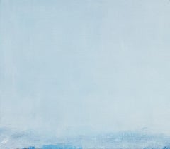 « Paysage blanc », peinture acrylique abstraite bleue sur toile