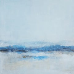 "Paisaje blanco", Pintura acrílica abstracta azul sobre lienzo