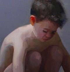 Beach Day II- Zeitgenössisches Ölgemälde eines jungen Jungen am Strand, 21. Jahrhundert