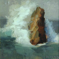 Rock In The Sea - Peinture contemporaine du 21e siècle sur résine époxy