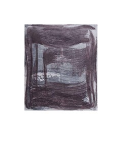 "Broad Strokes 5", gestural abstract  aquatint monoprint, Payne's grey, violet.