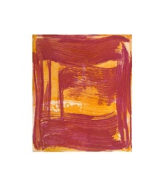 Broad Strokes Eight, gestural abstract aquatint print, layers red, indian yellow