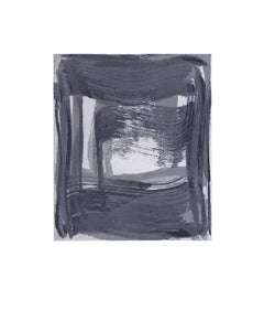 Broad Strokes Nine, gestural abstract aquatint print, ultramarine blue, silver.