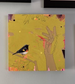 "Black Miracle", Contemporary, Vogel, Hand, Grün, Acryl, Ölgemälde, 2017