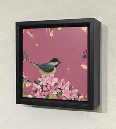 "Chickadee-dee-dee", Anne Sargent Walker, acrylic, oil painting, bird, pink