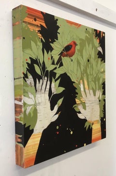 "Refugio", Contemporáneo, Pájaro, Negro, Rojo, Acrílico, Óleo, Grafito, Pintura, 2009