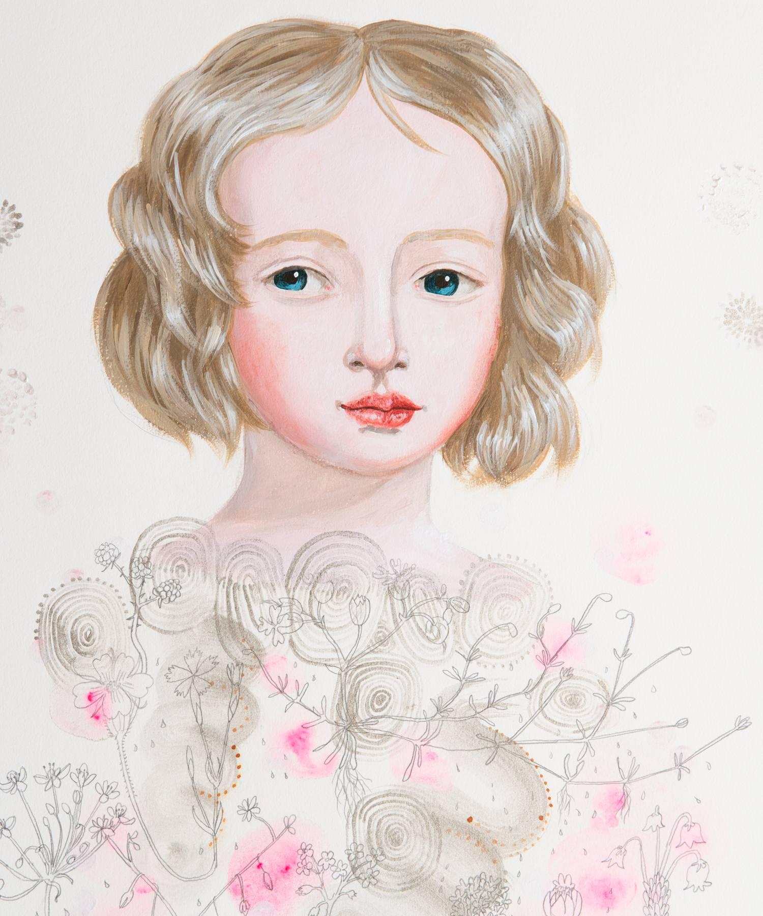 Delicate Girl Drawing - Contemporary Mixed Media Art by Anne Siems