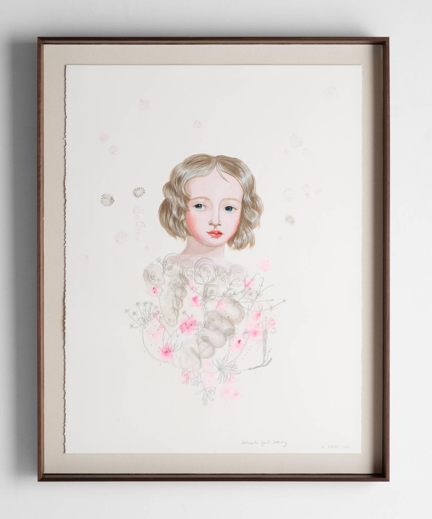 Delicate Girl Drawing - Mixed Media Art by Anne Siems