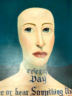 Every Day, Contemporary Portrait with Poetic Hand-Lettered Words, Green palette