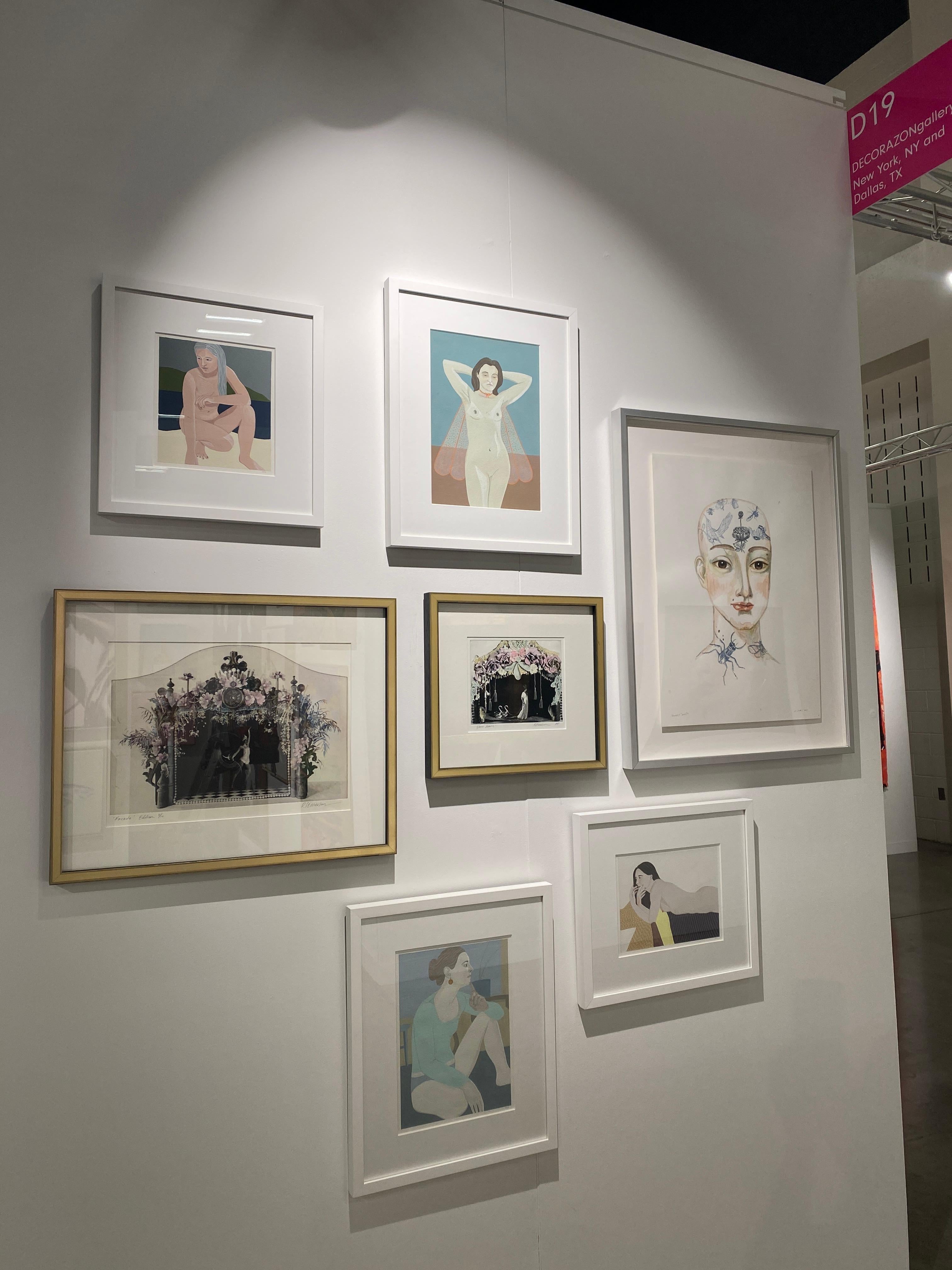 Blumen und Insekten - Arbeit auf Papier von weiblichen Porträt mit Tätowierungen, Tiere im Angebot 5