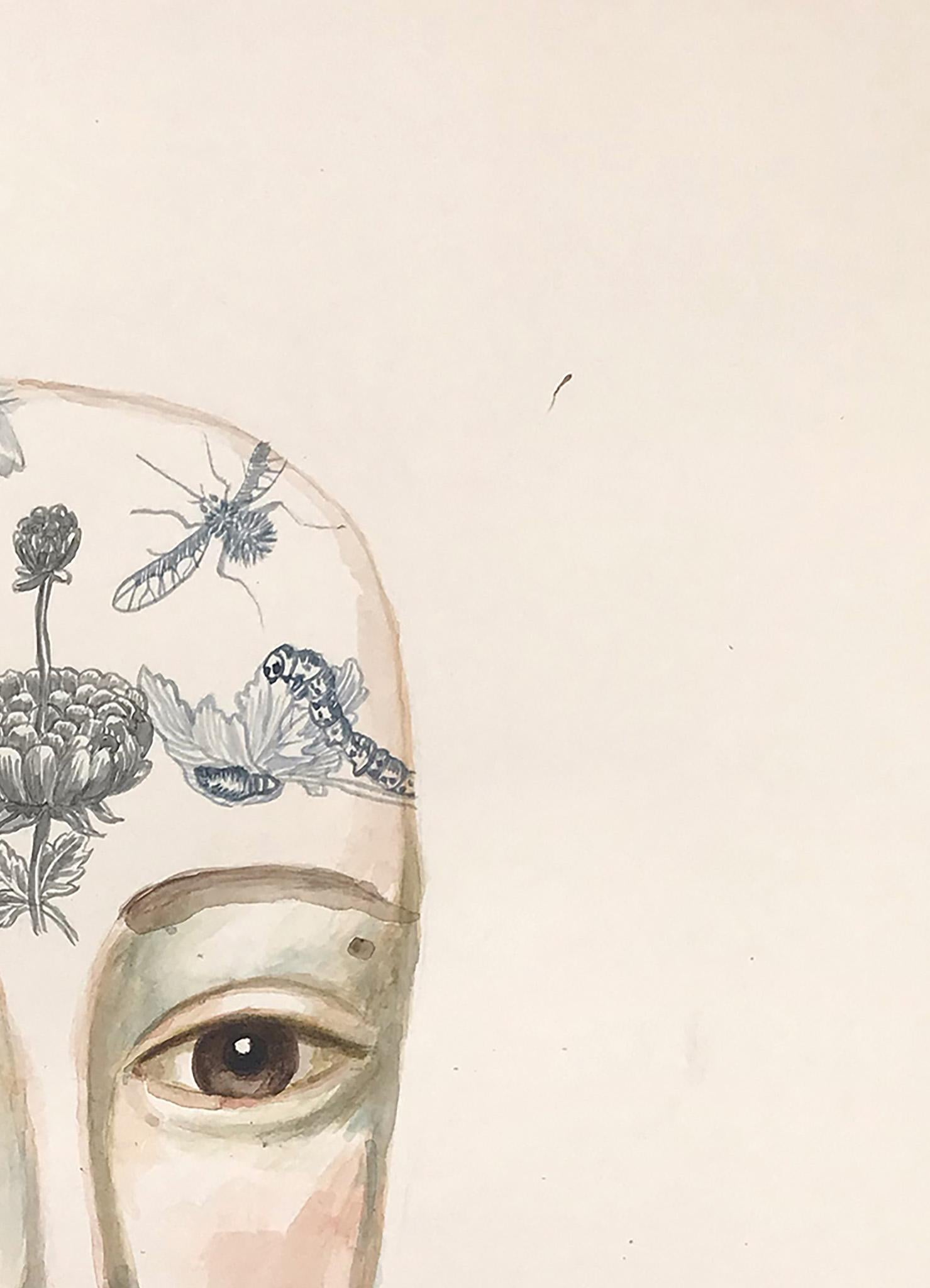 Blumen und Insekten
Aquarell auf Papier, gerahmt
Kunstwerk: 24 × 18 Zoll  61 × 46 cm
Gerahmt: 30 × 24 Zoll  76 × 61 cm

Anne Siems' Blumen und Insekten ist ein stilles, hypnotisierendes Porträt, das die menschliche Figur mit der zarten Welt der