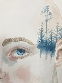 Forest Lover by Anne Siems, Portrait painting with tattoo drawing, on paper
