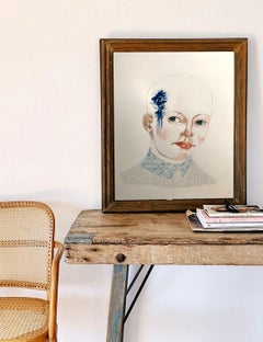 Forest Lover II by Anne Siems, Portrait painting with tattoo drawing, on paper