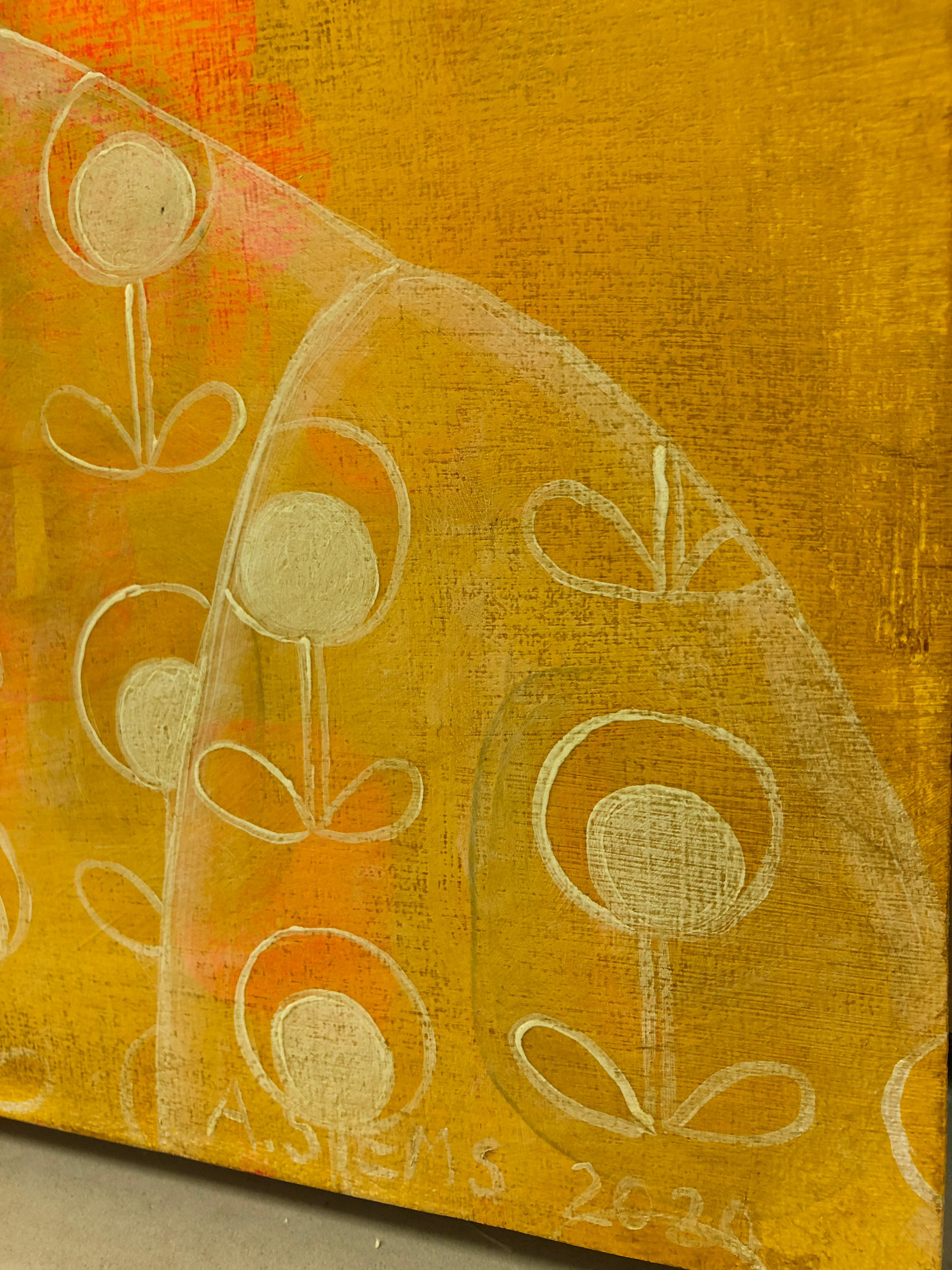 Sistah, Surreal Figurative Portrait with Symbolic Tattoos and golden background For Sale 2