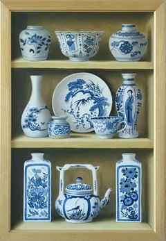 Oriental Collection - realism modern dutch still life china pottery cabinet oil
