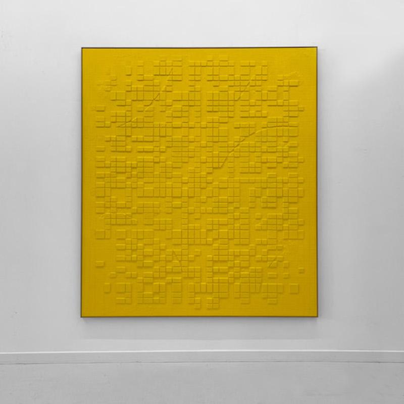 Yellow Conjunction (0821) - Mixed Media Art by Anne-Sophie Øgaard 