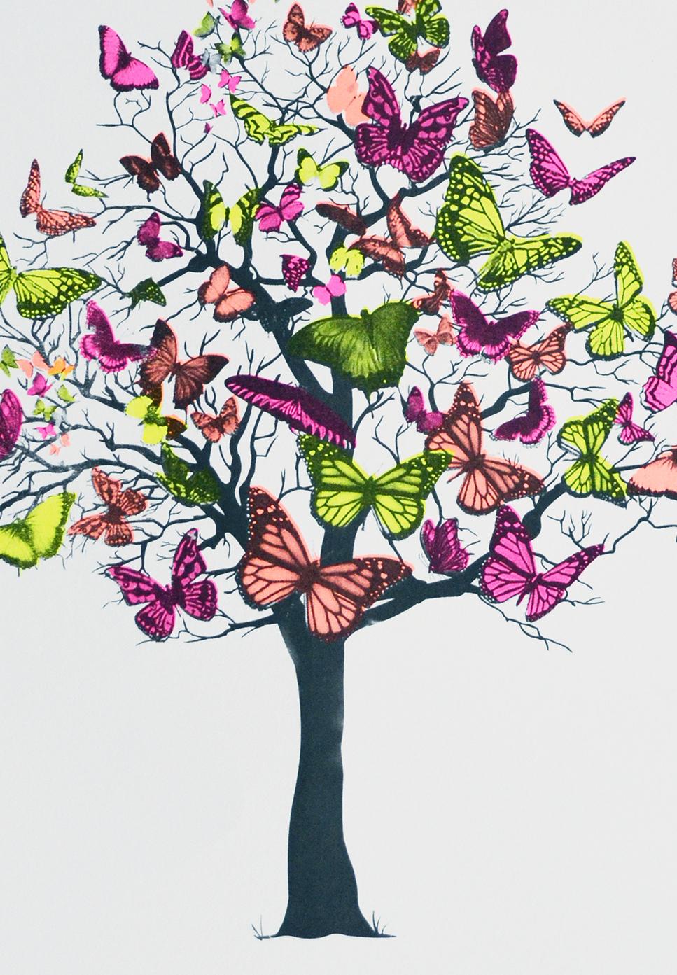 Butterfly blossom by Anne Storno
Limited edition print and hand signed by the artist 
Screenprint on paper 
Images Size: H:52 cm x W:40 cm
Complete size of unframed work: H:52cm x L:40cm x D:0.1cm
Sold unframed 
Please note that the insitu images