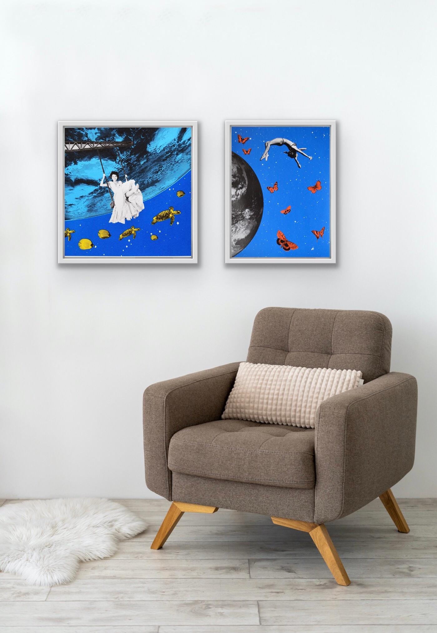 Aquarium and Up II Diptych - Blue Figurative Print by Anne Storno