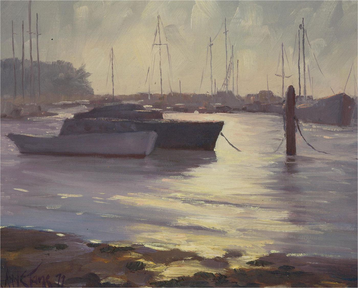 Anne Tams - 2011 Oil, Moored Boats 1