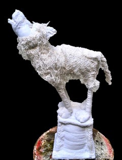 Sinclaire Wolf - Howling Animal Soft Sculpture in Fabric and Mixed Media