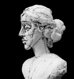 Virginia Woolf Writer, White Fabric Textile Sculpture, Surreal Figurative Art