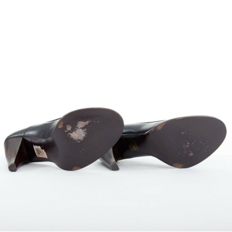 ANNE VALERIE HASH - Chaussures à talons épais en cuir noir avec bouts ronds empilés EU37 US7 GB4 Pour femmes en vente