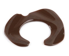 ANNE VIGNERI c.1983 Chocolate Brown Lucite Sculptural Cuff Bracelet