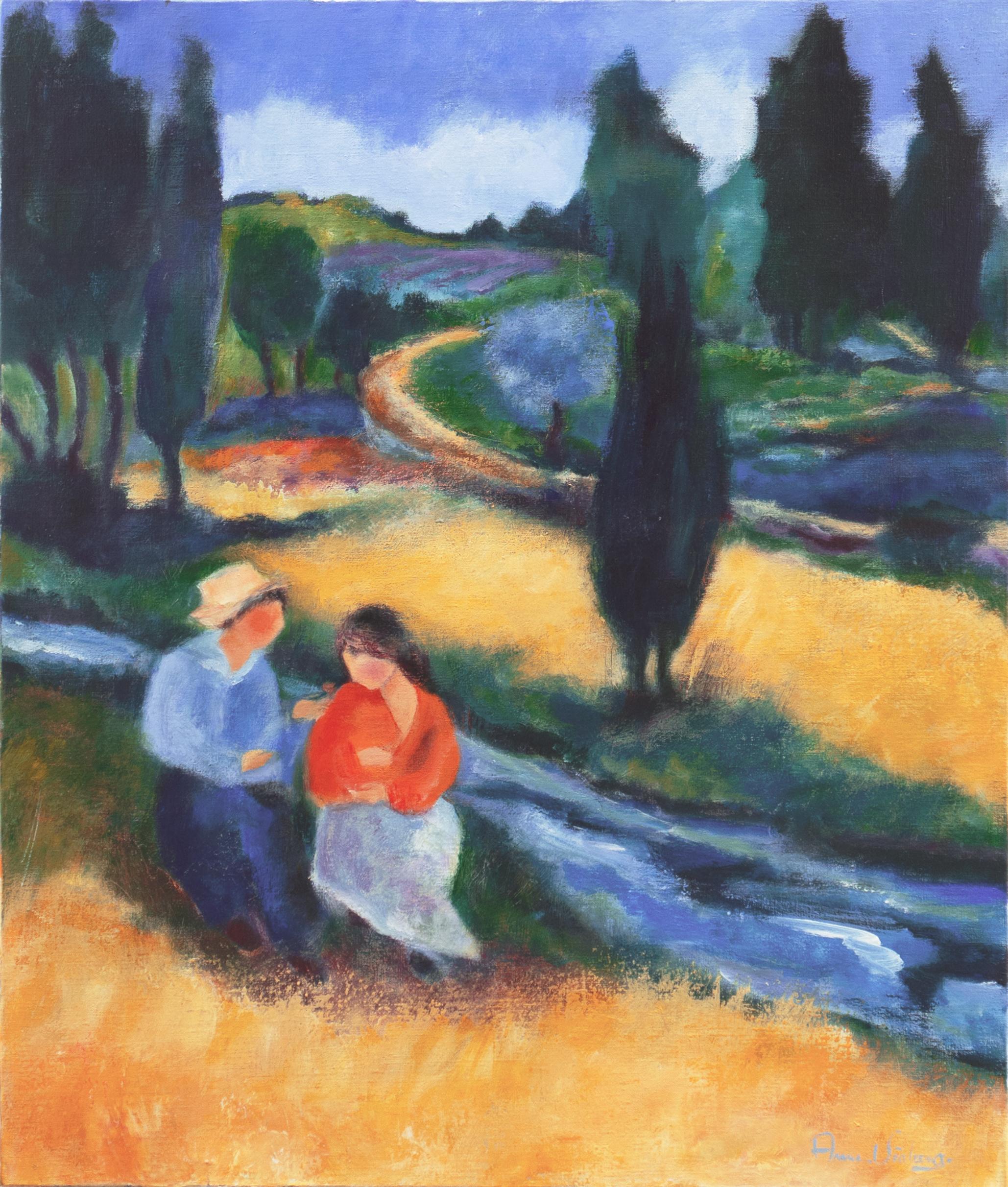 Anne Virlange Landscape Painting - 'Sweet Nothings', Paris, L'isle-sur-la-Sorgue, Gordes, Textile Design, Romance