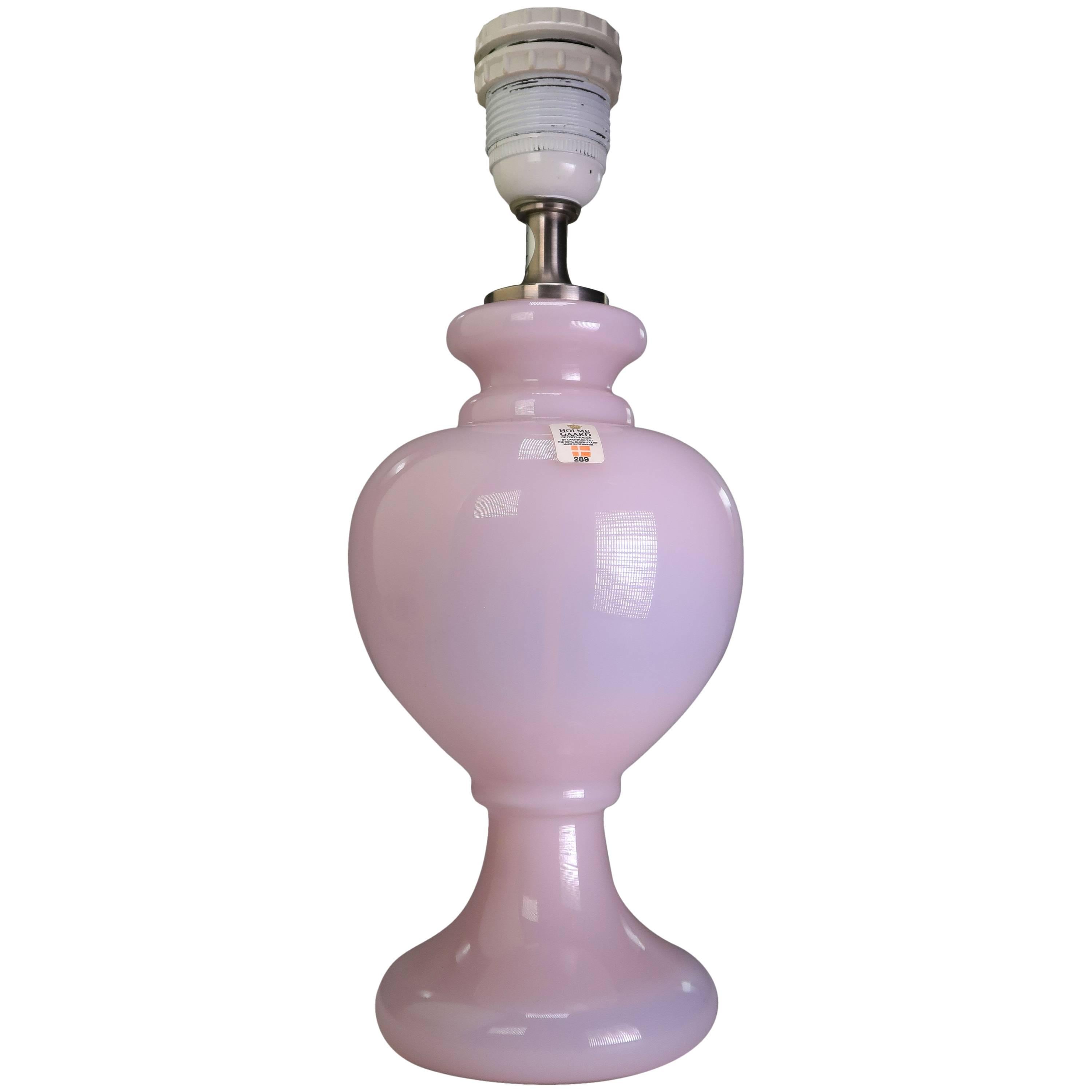 Halling-Koch for Royal Copenhagen Rose Pink Glass Table Lamp, 1980s For Sale