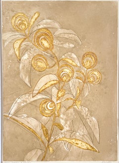 "Pomme d' Amour" Mid-Century Modern Aquatint  Floral Original by Anne Walker