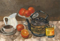 Anne Williams - 20th Century Acrylic, Breakfast Still Life with Oranges