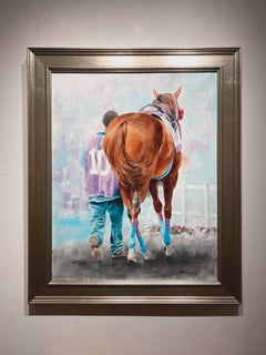 Anne Wolff, « n°10 », peinture à l'huile sur toile d'équitation de course