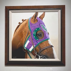 Anne Wolff, "California Chrome", Equine Racing Portrait Oil on Canvas