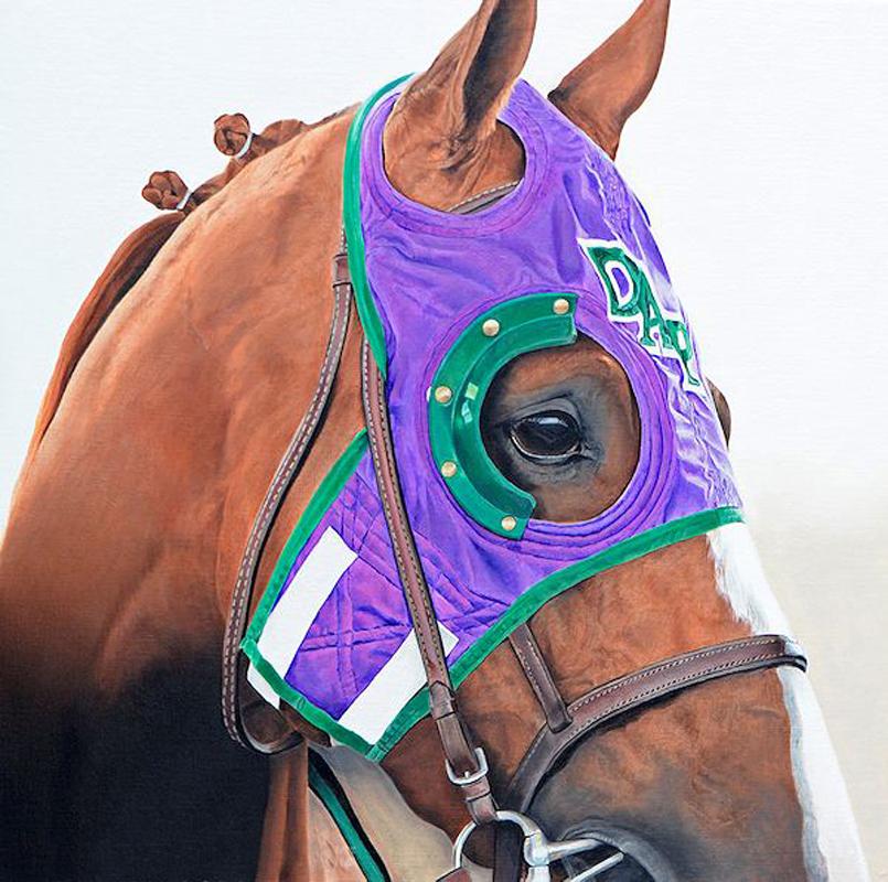 Anne Wolff, "California Chrome", Equine Racing Portrait Oil on Canvas, 2018