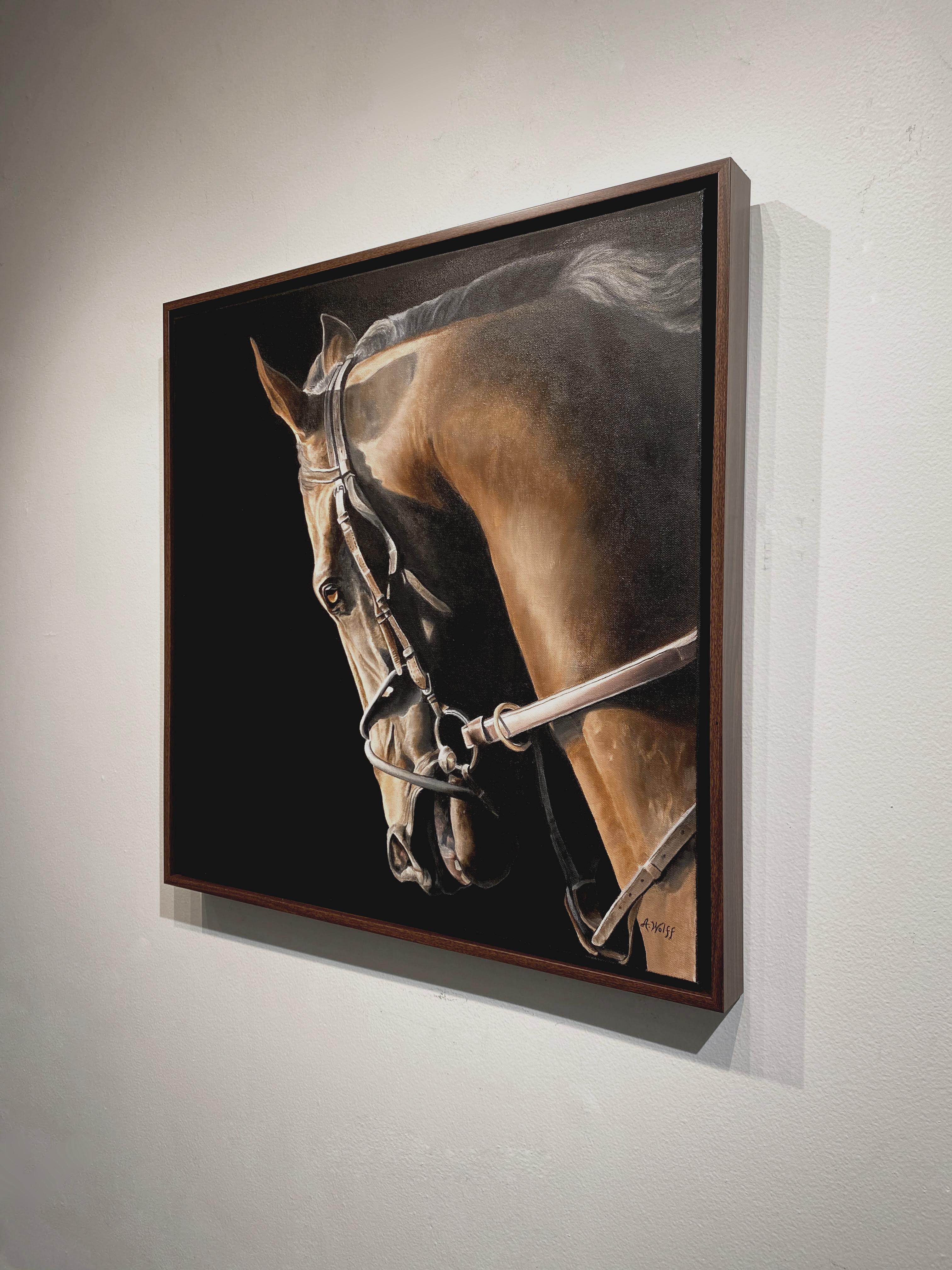 Anne Wolff, „Morning Exercise“, fotorealistisches Equine-Porträt Öl auf Leinwand im Angebot 2