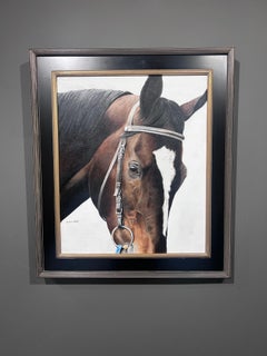 Anne Wolff, "Zenyatta", 24x20 Retrato de carreras equinas Óleo sobre lienzo