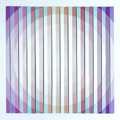 Gemini, 1960s Op Art geometric silkscreen, mixed media paper, Signed AP, Framed