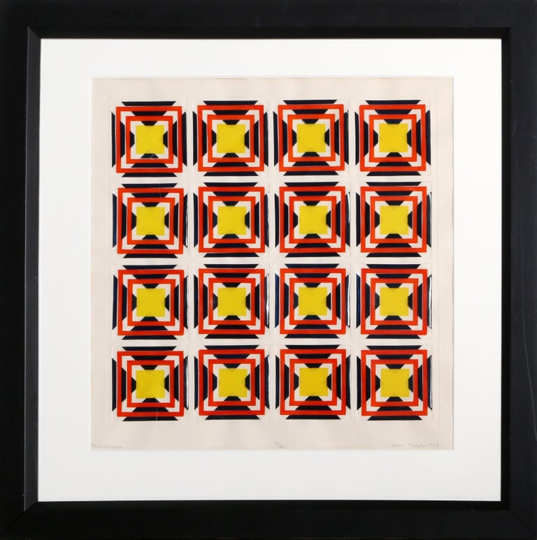 Artist: Anne Youkeles, Austrian (1920 - )
Title: Kaleidoscope
Year: 1969
Medium: 3-D Silkscreen on plastic, signed, numbered, dated, and titled in pencil 
Size: 23 x 22 in. (58.42 x 55.88 cm)
Frame: 28 x 28 inches
