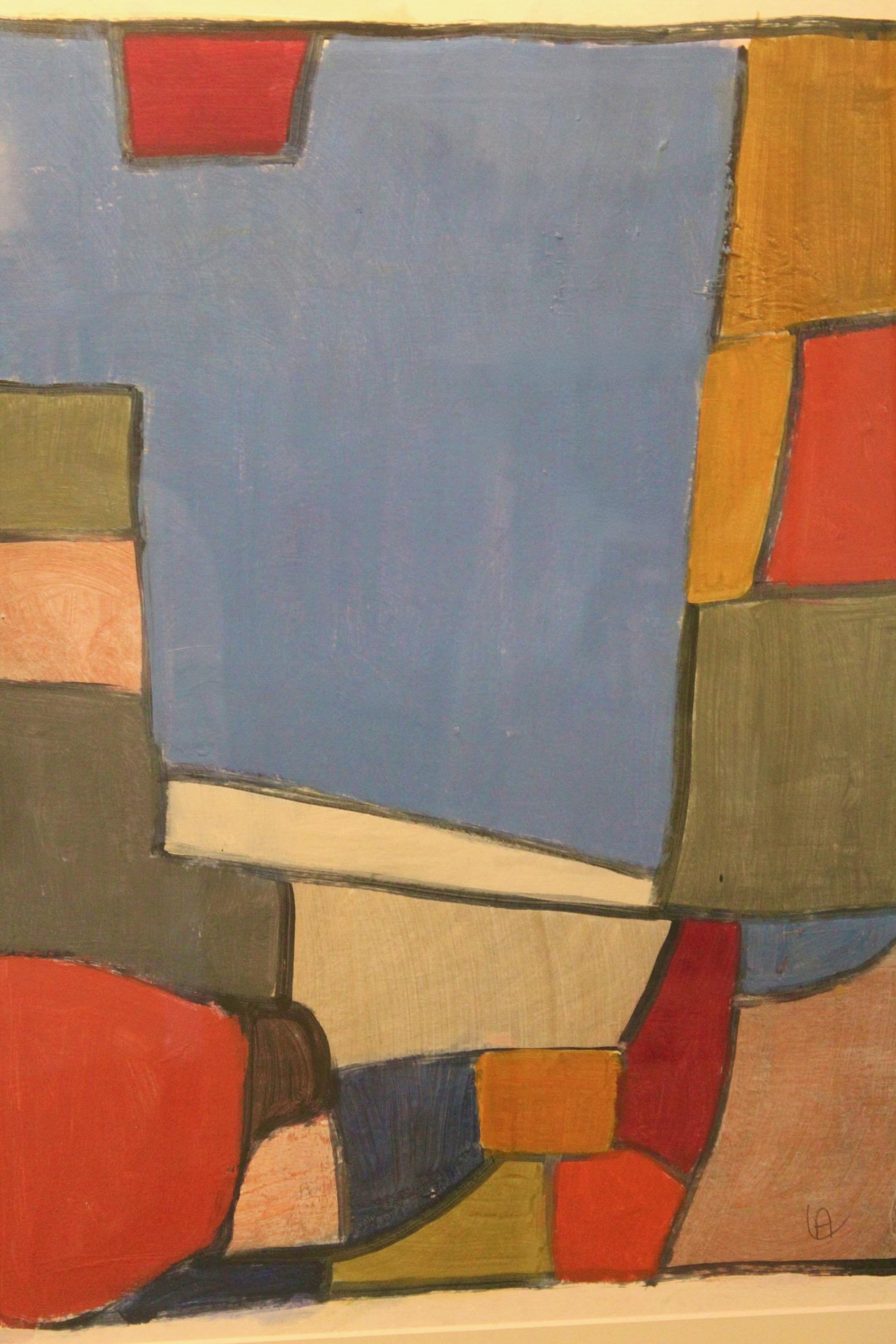 Anneke Umbgrove – ‘Compositie Landschap’, Acrylic on Paper, Signed Moderno en venta