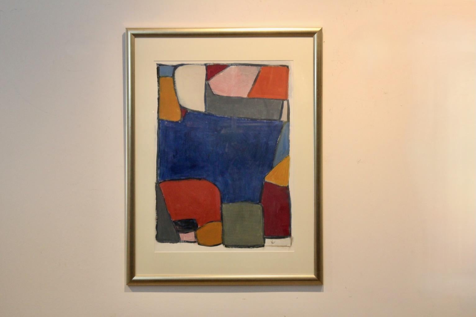 Anneke Umbgrove – ‘Compositie Landschap’, Acrylic on Paper, Signed In Good Condition For Sale In Voorburg, NL