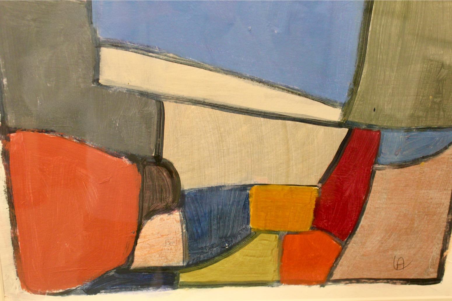 Anneke Umbgrove – ‘Compositie Landschap’, Acrylic on Paper, Signed siglo XX en venta