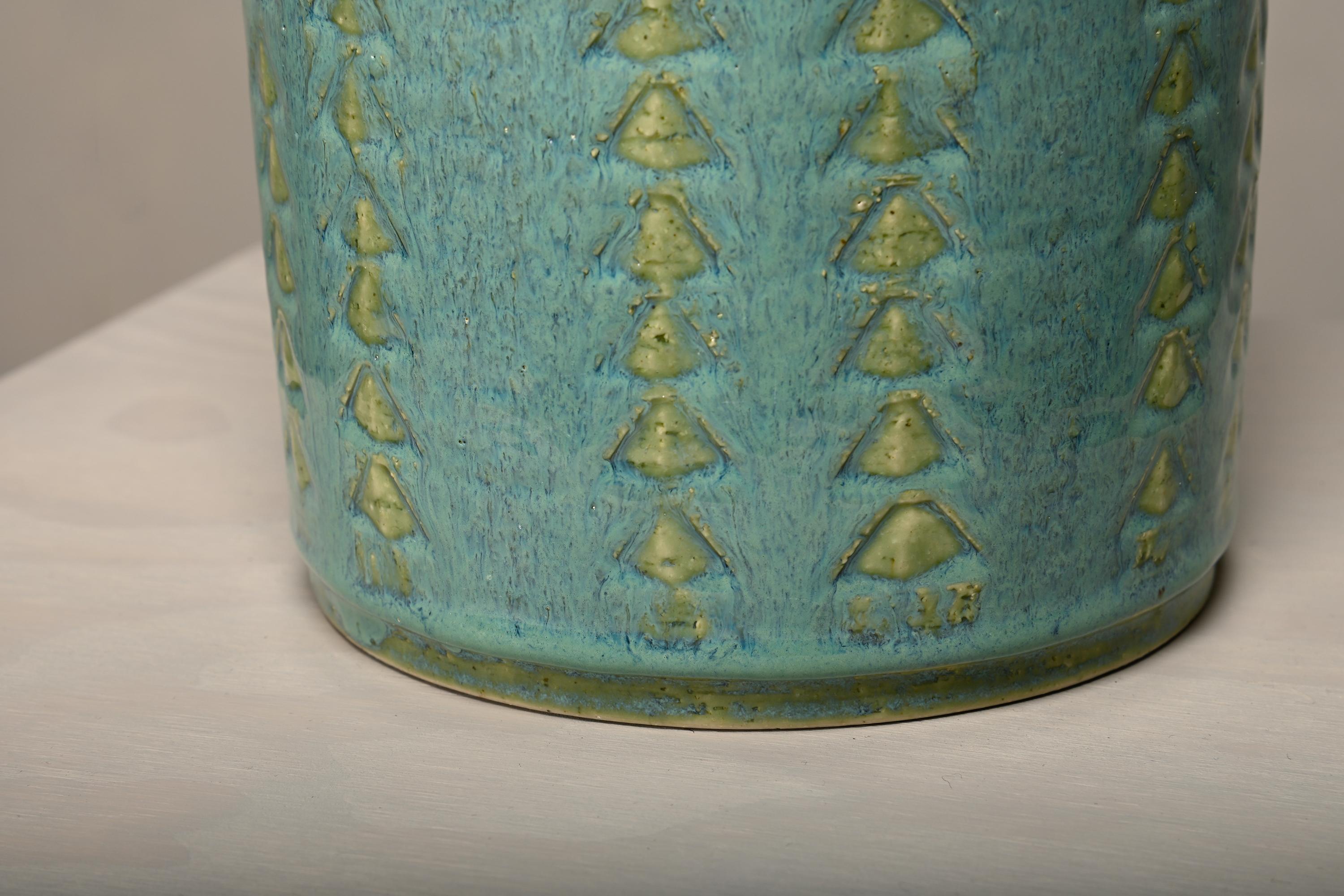 Brass Annelies & Per Linnemann-Schmidt large ceramic Table Lamp for Palshus, Denmark For Sale