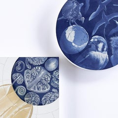 A Traditional Bleached Watercolor Cyanotype on Wood Panel, "Now It Will Appear"