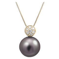 Annellino Fine Jewellery Tahitian Pearl and White Diamond Gold Necklace