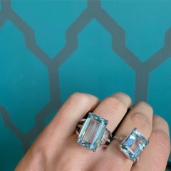 Italienischer feiner Schmuck 10ct Aquamarin und Diamant Gold Cocktail-Ring von Anellino