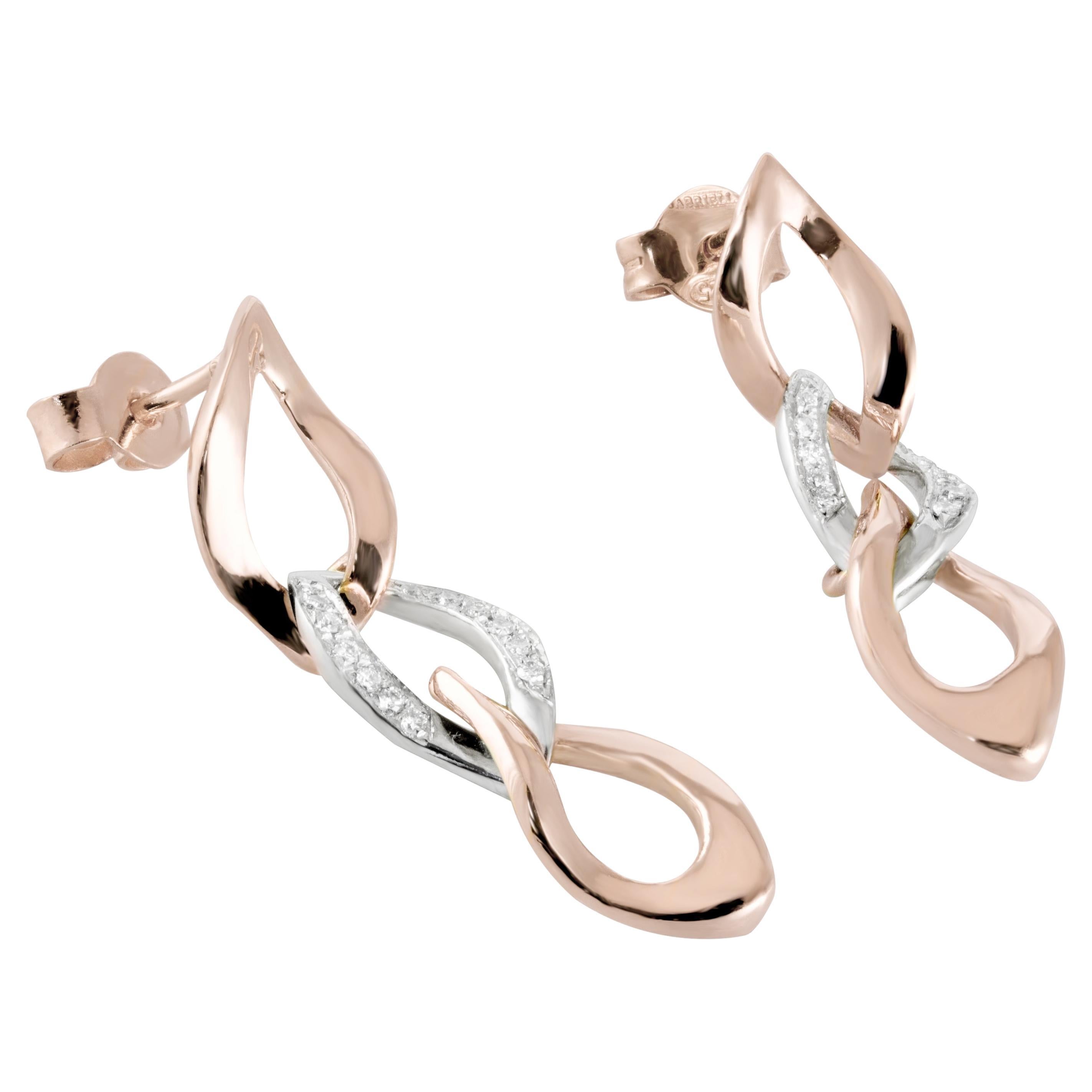 Annellino Italian Fine Jewellery Ohrringe aus 18-karätigem Roségold und weißen Diamanten