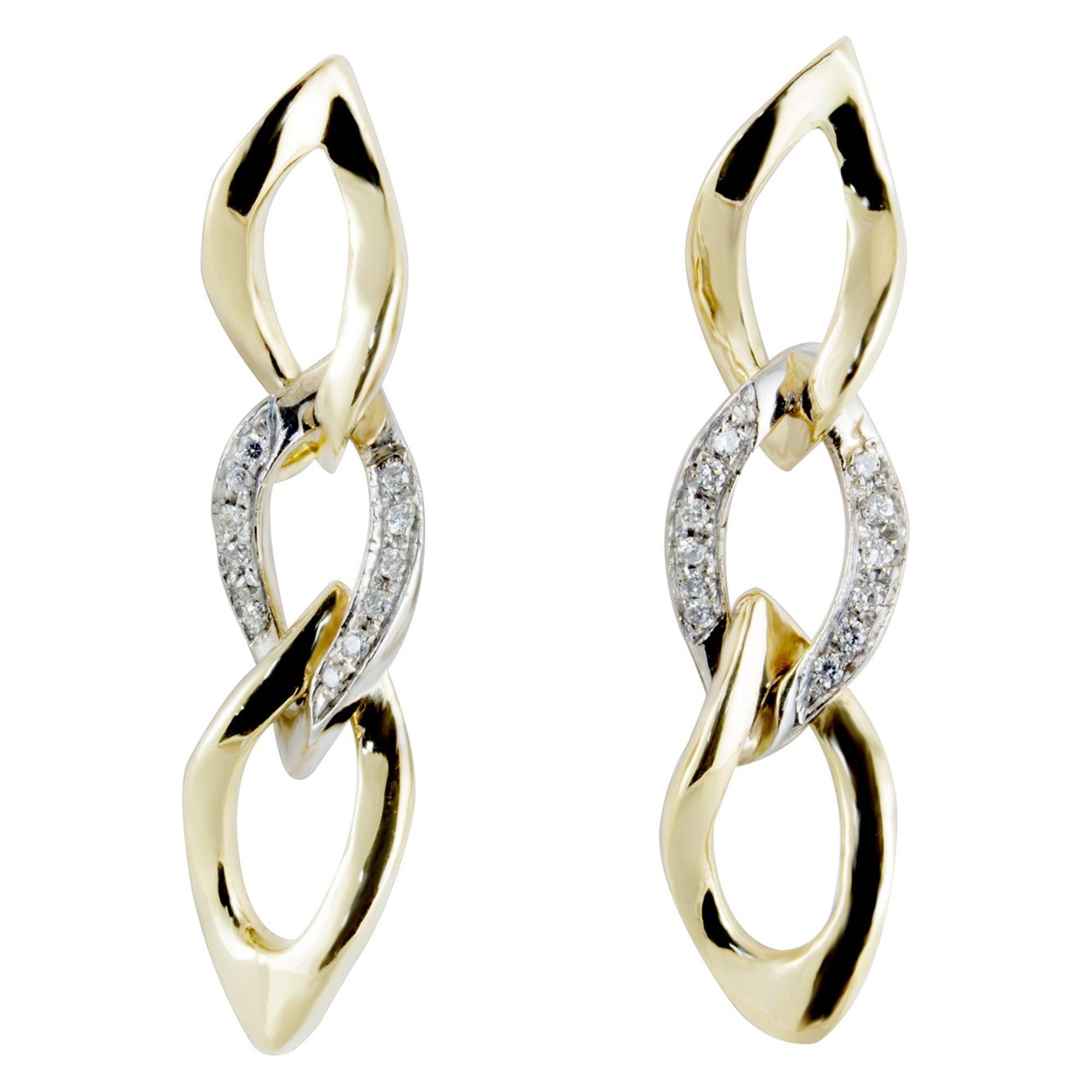 Brilliant Cut Annellino Italian Fine Jewellery 18kt White Gold and White Diamond Earrings For Sale