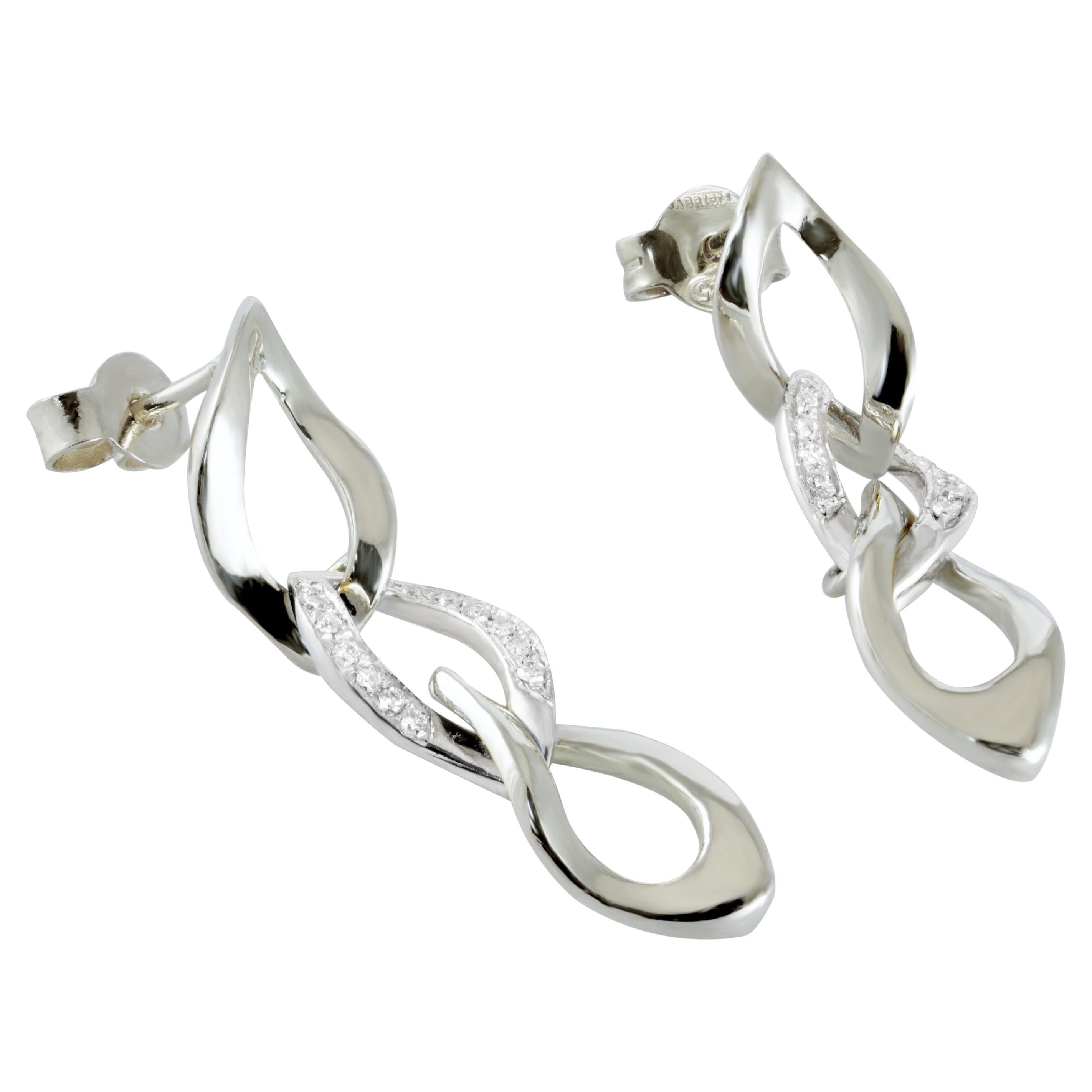 Annellino Italian Fine Jewellery Boucles d'oreilles en or blanc 18 carats et diamants blancs