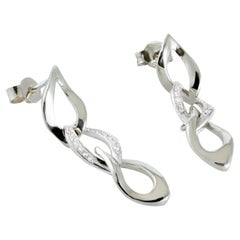 Annellino Italian Fine Jewellery Boucles d'oreilles en or blanc 18 carats et diamants blancs